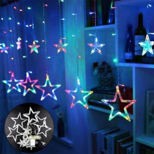 12 Stars LED Curtain String Lights with 8 Flashing Modes (Multicolor / With Box) 12 Stars LED Curtain String Lights with 8 Flashing Modes (Multicolor / With Box)