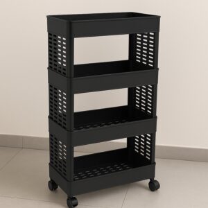 4-Layer Plastic Storage Rack with Wheels