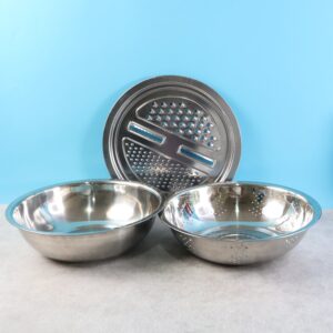 3-in-1 Stainless Steel Mixing, Straining & Grater Bowl Set