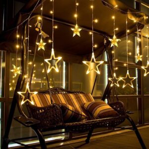 12 Stars Curtain String Lights – 8 Flashing Modes for Festival Decoration 12 Stars Curtain String Lights – 8 Flashing Modes for Festival Decoration