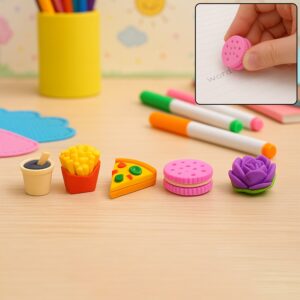 3D Mix Design Fancy & Stylish Colorful Erasers (1 Set)