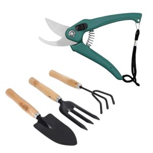 #1 Gardening Tool Set 4 Pcs – Pruner Shears, Hand Cultivator, Trowel & Fork with Wooden Handle for Planting, Weeding, Pruning & Soil Maintenance, Farming Equipment & Essential Garden Kit #1 Gardening Tool Set 4 Pcs – Pruner Shears, Hand Cultivator, Trowel & Fork with Wooden Handle for Planting, Weeding, Pruning & Soil Maintenance, Farming Equipment & Essential Garden Kit