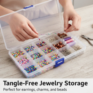 15-Grid Clear Plastic Jewelry Organizer Box with Dividers (1 Pc) 15-Grid Clear Plastic Jewelry Organizer Box with Dividers (1 Pc)