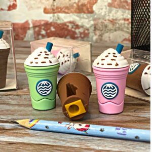 2In1 3D Cute Coffee Or Ice cream Shape sharpner Like Rotary Manual Pencil Sharpener for Kids  Ice Cream Style Office School Supplies, Back to School Gift for Students,Kids Educational Stationary kit, B’Day Return Gift (1 Pc)