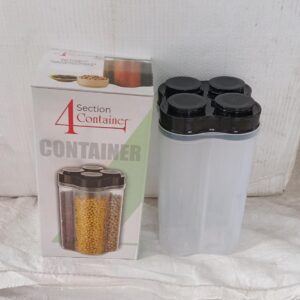Plastic Lock Food Storage 4 Section Container Jar for Grocery, Fridge Container.