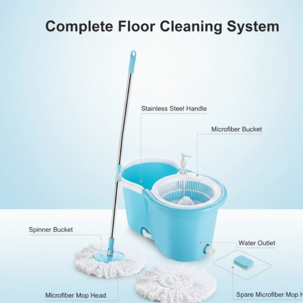 Plastic Spinner Bucket Floor Cleaning Mops Set