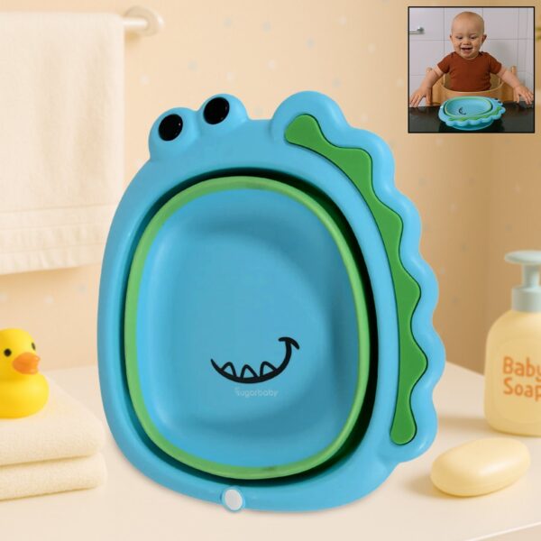 Frog Shape Foldable Baby Wash Basin – Space-Saving Face Washing Tub (33×31cm) Frog Shape Foldable Baby Wash Basin – Space-Saving Face Washing Tub (33×31cm)