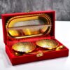 Gold Silver Plated 2 Bowl 2 Spoon Tray Set