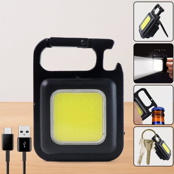 Mini Rechargeable Keychain Flashlight – 4 Light Modes Folding Bracket & Magnetic Base