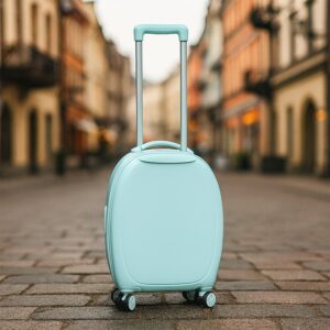 17849 Suitcase For Kids, Girls Green Small Cabin Hard Cover Holiday Carry On Trolley with Extendable Handle, Children's Luggage, Trolley Rolling Luggage for Toddlers Men Woman (Mix Color)