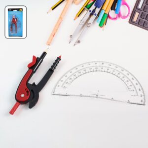 2 Pc Geometry Set – Built-in Pencil Grip & Transparent Plastic Protractor