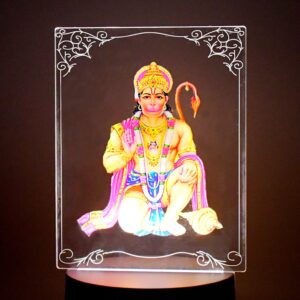 Beautiful 3D Lord Hanuman Frame with soft white light (1 Pc)
