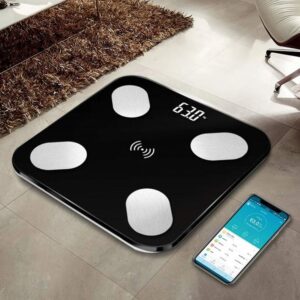 Bluetooth Body Fat Scale Digital Smart Body Weight Scale iOS and Android App to Manage Body Weight, Body Fat, Water, Muscle Mass, BMI, BMR, Bone Mass and Visceral Fat with BMI Scale