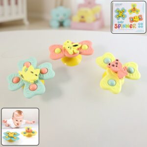 Buzzy Baby Spinner Toy Set – Suction Cup Spinning Toys (3 Pc Set)