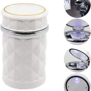 Car Cupholder LED Ashtray – Portable Blue Light, Lid & Waste Bin, Cigarette Ashtray