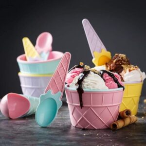 Ice-Cream Waffle Spoon Bowl Cup Set Premium Ice Cream Set 12 Units Coupler Bowl Ice-Cream Waffle Spoon Bowl Cup Set Premium Ice Cream Set 12 Units Coupler Bowl