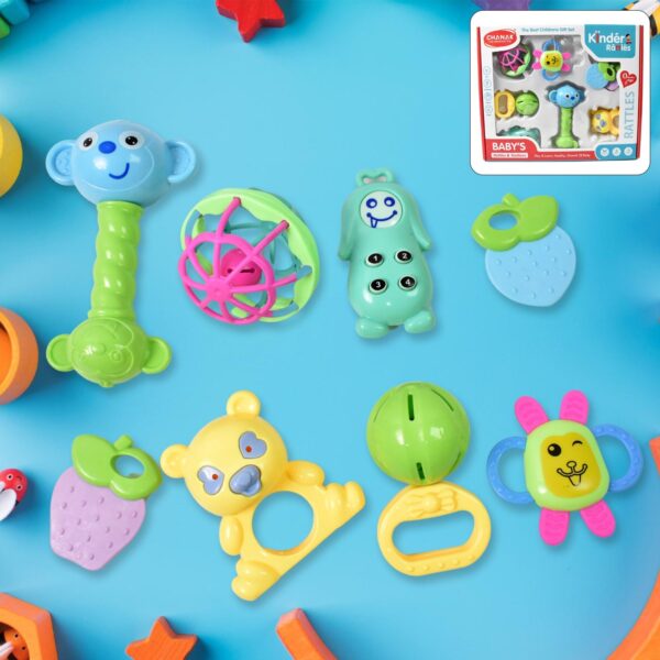 Kinder Rattles & Teething Set – Non-Toxic Shake & Grab Baby Toys (8 Pcs Set) Kinder Rattles & Teething Set – Non-Toxic Shake & Grab Baby Toys (8 Pcs Set)
