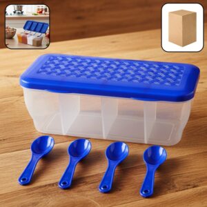 Kitchen Airtight 4-Section Storage Container / Pickle Jar 4 Spoons (1 Pc / Mix Color)