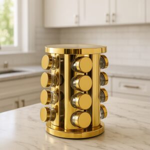 LED Spice Rack Organizer, Rotating Spice Rack (Golden / 16 Pc / MOQ - 6 pc)