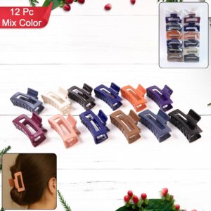 Matte Rectangle Hair Claw Clip for Women and Girls – Assorted Color Pack – 12 Pc Matte Rectangle Hair Claw Clip for Women and Girls – Assorted Color Pack – 12 Pc
