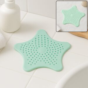 Mint Green Silicone Star Shaped Sink Filter Bathroom Hair Catcher Drain Strainers Mint Green Silicone Star Shaped Sink Filter Bathroom Hair Catcher Drain Strainers