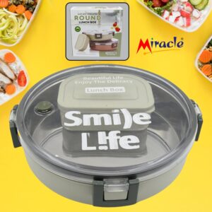 Miracle Stainless Steel Round Lunch Box (450 ML + 250 ML Approx)
