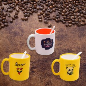 Mix Design & Color Coffee Mug With Spoon and box packing, Designer Mug with Mix Design & Color Coffee Mug With Spoon and box packing, Designer Mug with