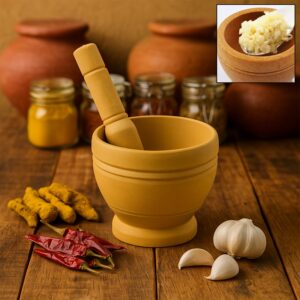 Mortar and Pestle Spice Grinder – Traditional Khalbatta for Kitchen Herb