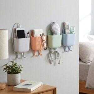 Multi-Purpose Plastic Wall Mounted Mobile Charging Holder Set (4 Pc) Multi-Purpose Plastic Wall Mounted Mobile Charging Holder Set (4 Pc)