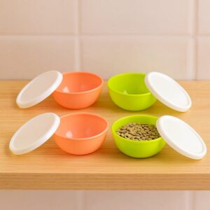 Multipurpose Small Round Plastic Bowl / Katori With Lid, Chutney Bowl (4 Pcs Set) Multipurpose Small Round Plastic Bowl / Katori With Lid, Chutney Bowl (4 Pcs Set)