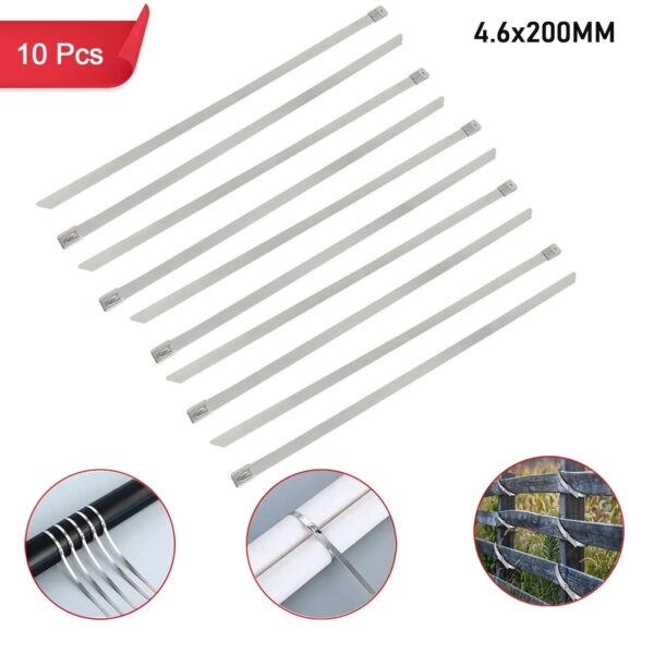 Multipurpose Stainless Steel Cable TIE (10 pcs Set / 4.6x200MM) Multipurpose Stainless Steel Cable TIE (10 pcs Set / 4.6x200MM)