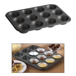 Nonstick Aluminium Muffin Tray Cupcake Pan Tray (12 Cup Cavities) Nonstick Aluminium Muffin Tray Cupcake Pan Tray (12 Cup Cavities)