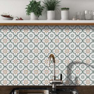 Peel & Stick 8×8 Inch Floor Tiles for Kitchen & Bathroom (10 Pc Set)