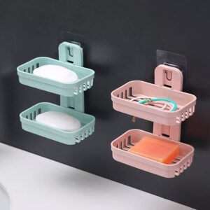 Plastic Double Layer – Soap Stand, Holder, Wall Soap Box Sturdy Vacuum Dispenser Tray