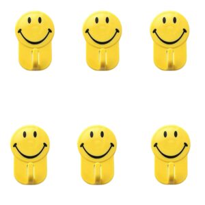 Plastic Self-Adhesive Smiley Face Hooks, 1 Kg Load Capacity (6pcs) Plastic Self-Adhesive Smiley Face Hooks, 1 Kg Load Capacity (6pcs)