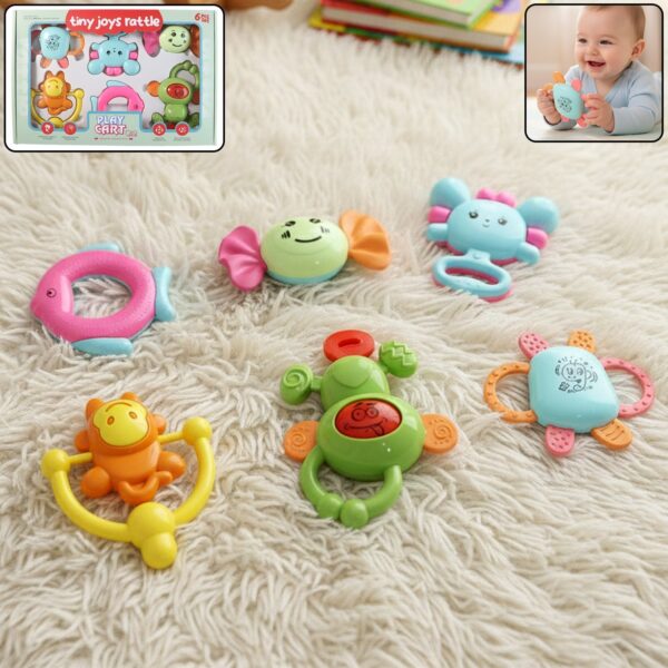 Play Cart Tiny Joys Rattle Toy Set – 6-in-1 Baby Rattles Play Cart Tiny Joys Rattle Toy Set – 6-in-1 Baby Rattles