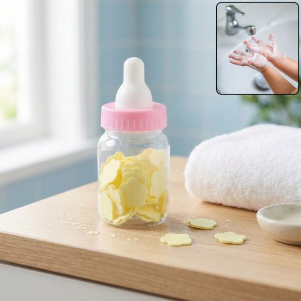 Portable Baby Bottle Shape Hand Wash Soap Paper Sheets Set (1 Set) Portable Baby Bottle Shape Hand Wash Soap Paper Sheets Set (1 Set)