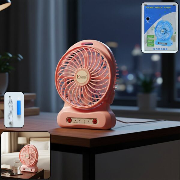 Portable USB Rechargeable Desk Fan (1 Pc) Portable USB Rechargeable Desk Fan (1 Pc)