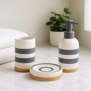 Premium 3-Piece Ceramic Bathroom Accessory Set Premium 3-Piece Ceramic Bathroom Accessory Set