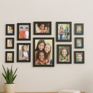 Premium Black Photo Frame Set 12 Pcs Wall Hanging Gallery Frames Premium Black Photo Frame Set 12 Pcs Wall Hanging Gallery Frames