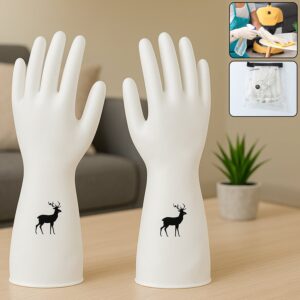 Reusable Deer Print Rubber Cleaning Gloves (1 Pair ) Reusable Deer Print Rubber Cleaning Gloves (1 Pair )