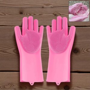 Reusable Silicone Cleaning Brush Scrubber Gloves (Multicolor) Reusable Silicone Cleaning Brush Scrubber Gloves (Multicolor)