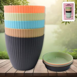 Round Plastic Flower Pot with Bottom Tray (5 Pcs Set / With Color Box) Round Plastic Flower Pot with Bottom Tray (5 Pcs Set / With Color Box)