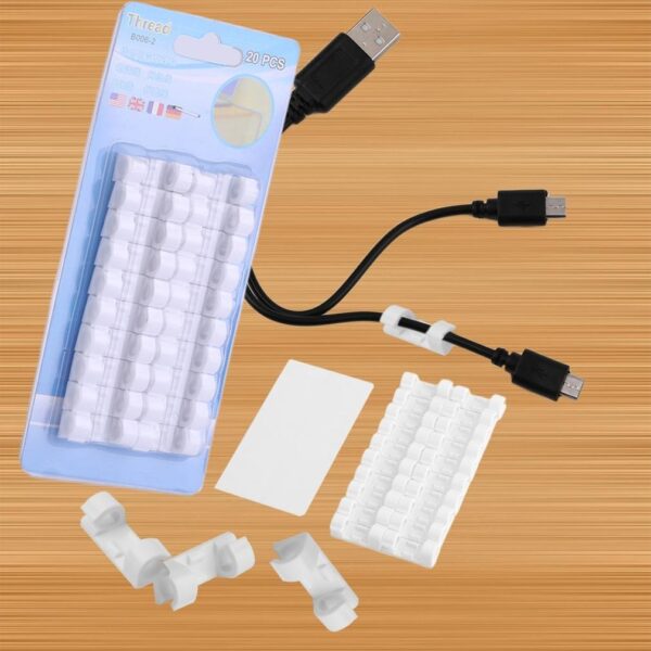 Self-Adhesive Cable Clips – Round Plastic Wire Holder for Cord Management (Pack of 20)