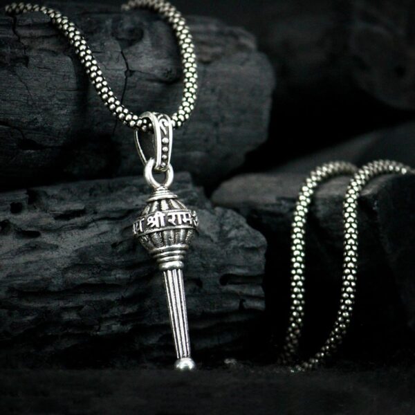 Silver Chain With Gada Pendant / Locket (1 Pc) Silver Chain With Gada Pendant / Locket (1 Pc)