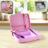 Smart Leak Proof Lunch Box with 3 Compartments and Spoon Set (1 Set)
