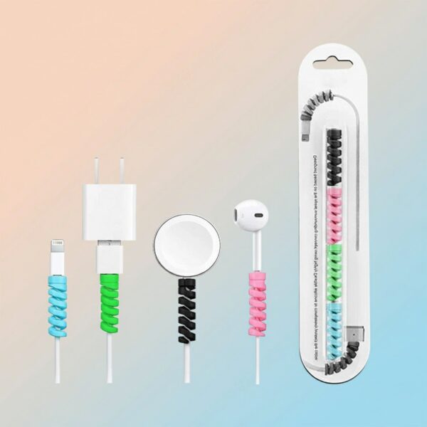 Spiral Charger Spring Cable Protector Data Cable Saver (Pack of 4) Spiral Charger Spring Cable Protector Data Cable Saver (Pack of 4)