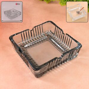 Square Glass Misti Crystal Quality Cigar Cigarette Ashtray Square Glass Misti Crystal Quality Cigar Cigarette Ashtray