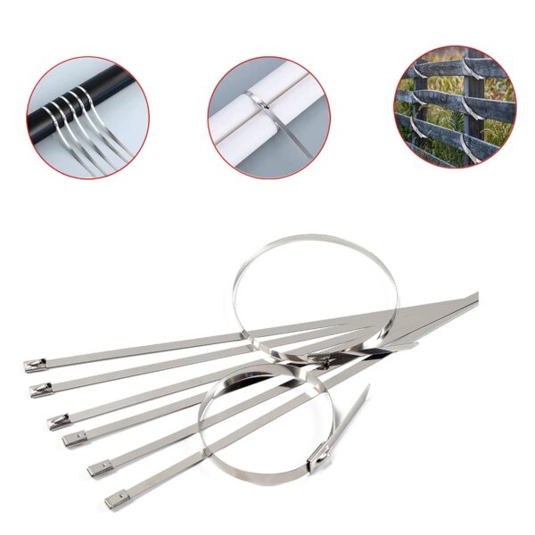 Stainless Steel Cable TIE Used for Solar, Industrial and Home Improvement Multipurpose HIGH Strength, Self-Locking Zip Ties, Multi-purpose Tie, Portable Rustproof 100Pcs Wide Application Zip Tie Set for Building (100 pcs Set / 4.6x200MM) Stainless Steel Cable TIE Used for Solar, Industrial and Home Improvement Multipurpose HIGH Strength, Self-Locking Zip Ties, Multi-purpose Tie, Portable Rustproof 100Pcs Wide Application Zip Tie Set for Building (100 pcs Set / 4.6x200MM)