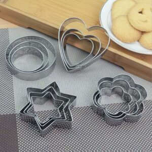 Stainless Steel Cookie Cutter Set – Heart, Round, Star & Flower Shapes (12 Pcs) Stainless Steel Cookie Cutter Set – Heart, Round, Star & Flower Shapes (12 Pcs)